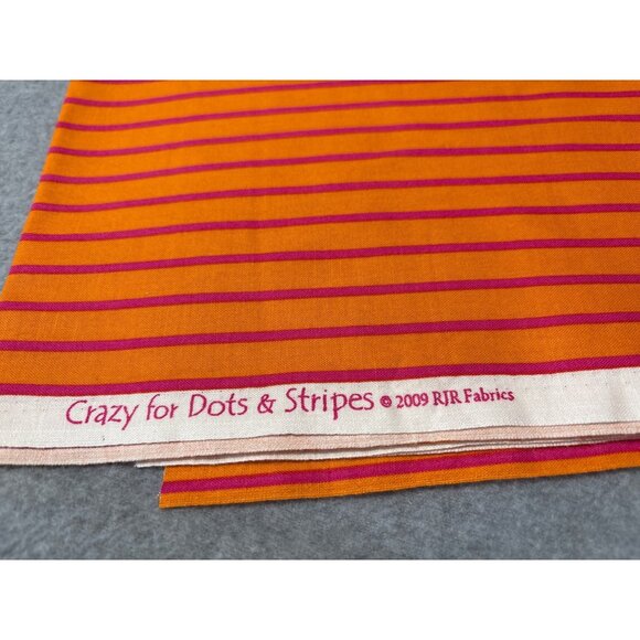 Orange & Pink Striped Cotton Fabric by RJR Fabrics 13" x 44" Crazy for Dots & St - Picture 2 of 4